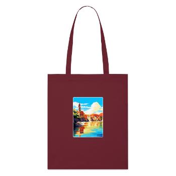 San Sebastian Spanien Vintage Reiseplakat Souvenir - Stanley/Stella Bio-Stoffbeutel - Burgunderrot - Vorne
