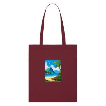 Saint Lucia Caribbean Vintage Travel Poster - Stanley/Stella Organic Tote Bag - burgundy - Front