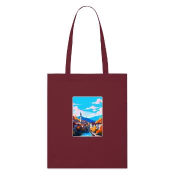 Sarajevo Bosnia Herzegovina Vintage Travel Poster - Stanley/Stella Organic Tote Bag - burgundy - Front