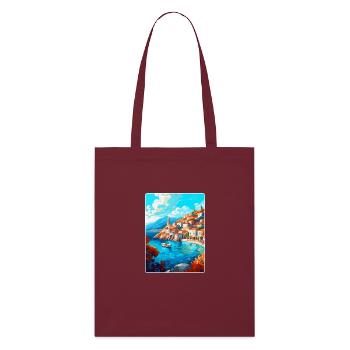 Hydra Greece Vintage Travel Poster WPA Souvenir - Stanley/Stella Organic Tote Bag - burgundy - Front