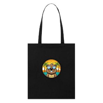 Biber Lustige Cartoon Sommer Strand Sonnenbrille Cool - Stanley/Stella Bio-Stoffbeutel - Schwarz - Vorne