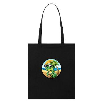 Chamäleon Lustige Cartoon Sommer Strand Sonnenbrille - Stanley/Stella Bio-Stoffbeutel - Schwarz - Vorne