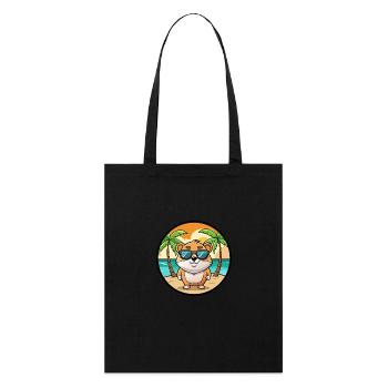 Hamster Lustig Cartoon Sommer Strand Sonnenbrille Cool - Stanley/Stella Bio-Stoffbeutel - Schwarz - Vorne