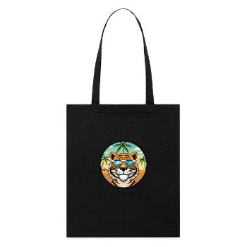 Tiger Lustige Cartoon Sommer Strand Sonnenbrille Cool - Stanley/Stella Bio-Stoffbeutel - Schwarz - Vorne