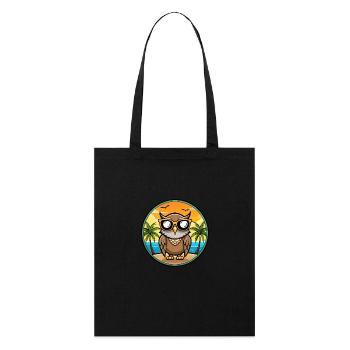 Eule Lustige Cartoon Sommer Strand Sonnenbrille Aufkleber - Stanley/Stella Bio-Stoffbeutel - Schwarz - Vorne
