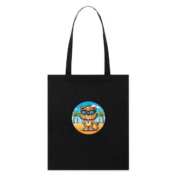 Liger Hybrid Löwe Tiger Katzenrasse Cartoon Strand - Stanley/Stella Bio-Stoffbeutel - Schwarz - Vorne