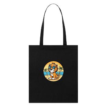Liger Hybrid Löwe Tiger Katzenrasse Cartoon Strand - Stanley/Stella Bio-Stoffbeutel - Schwarz - Vorne