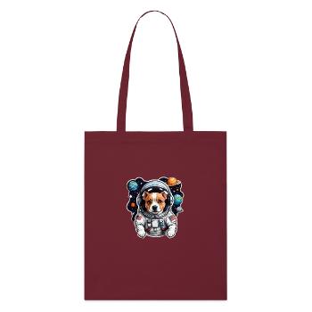 Chien de l’espace avec des planètes - Tote bag bio Stanley/Stella - bordeaux - Devant