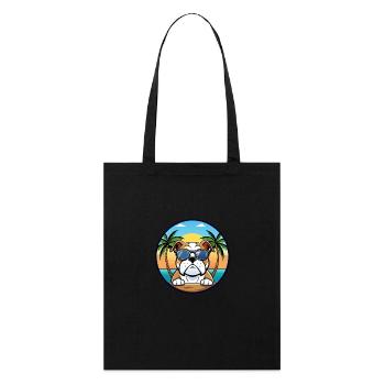 Bouledogue anglais race dessin animé lunettes de soleil plage - Tote bag bio Stanley/Stella - noir - Devant