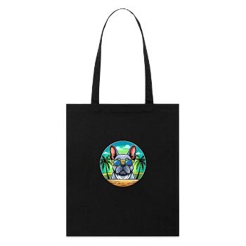Bouledogue Français Race Dessin Animé Lunettes de Soleil Plage - Tote bag bio Stanley/Stella - noir - Devant