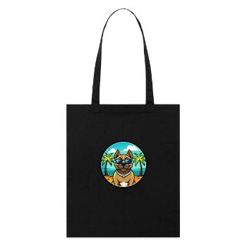 Perro De Presa Canario Hunderasse Cartoon Strand - Stanley/Stella Bio-Stoffbeutel - Schwarz - Vorne