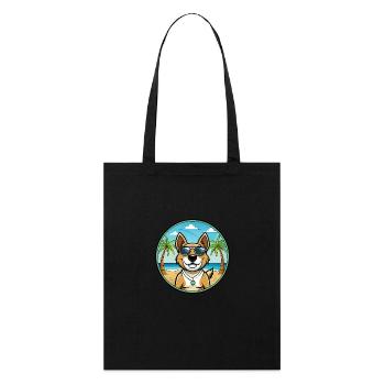 Teddy Roosevelt Terrier Race Chien Dessin Animé Plage - Tote bag bio Stanley/Stella - noir - Devant