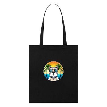 Bouledogue américain race dessin animé lunettes de soleil plage - Tote bag bio Stanley/Stella - noir - Devant