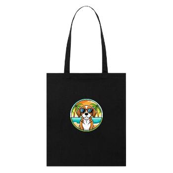 Beagle Harrier Hunderasse Cartoon Sonnenbrille Strand - Stanley/Stella Bio-Stoffbeutel - Schwarz - Vorne