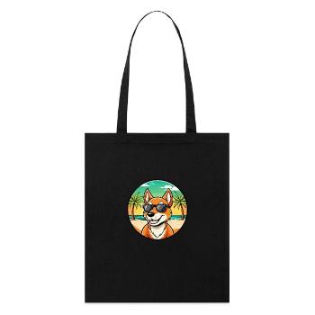 Dingo Hund Rasse Cartoon Sonnenbrille Strand - Stanley/Stella Bio-Stoffbeutel - Schwarz - Vorne