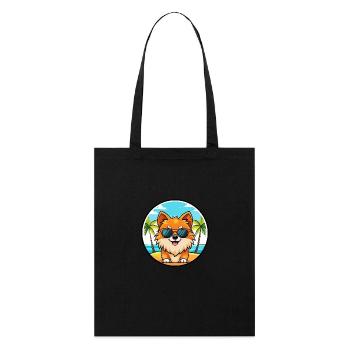 Poméranie Spitz allemand race de chien Cartoon Beach - Tote bag bio Stanley/Stella - noir - Devant