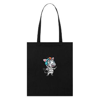Zebra Lustige Zeichentrickfigur Kopfhörer Musik - Stanley/Stella Bio-Stoffbeutel - Schwarz - Vorne