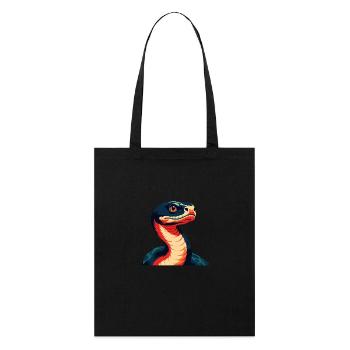Anaconda Zeichentrickfigur Buntes Haustier Tier - Stanley/Stella Bio-Stoffbeutel - Schwarz - Vorne
