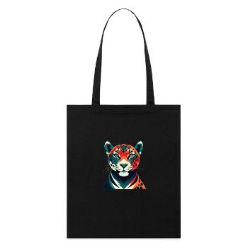 Leopard Cartoon Figur Buntes Haustier Tier - Stanley/Stella Bio-Stoffbeutel - Schwarz - Vorne