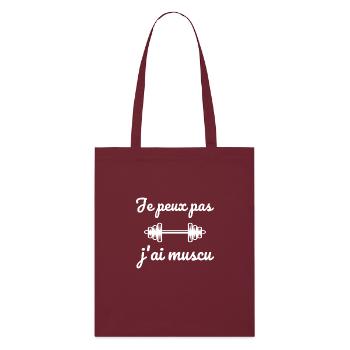 je peux pas j'ai muscu - Tote bag bio Stanley/Stella - bordeaux - Devant