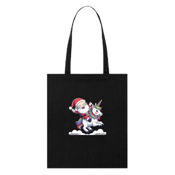 Le Père Noël chevauche une licorne - Tote bag bio Stanley/Stella - noir - Devant