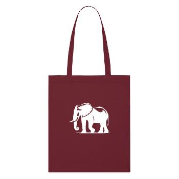 Großer Elefant Silhouette mit Stoßzähnen - Stanley/Stella Bio-Stoffbeutel - Burgunderrot - Vorne