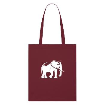 Elefant Silhouette Porträt mit Stoßzähnen - Stanley/Stella Bio-Stoffbeutel - Burgunderrot - Vorne