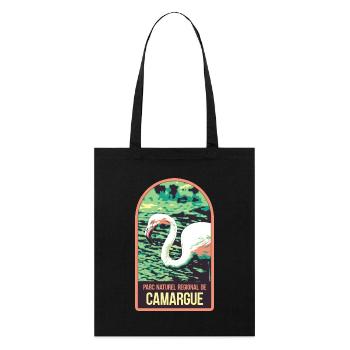 Flamand Rose Camargue : Nature Enchantée - Tote bag bio Stanley/Stella - noir - Devant
