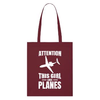 Cette fille aime les avions - Tote bag bio Stanley/Stella - bordeaux - Devant