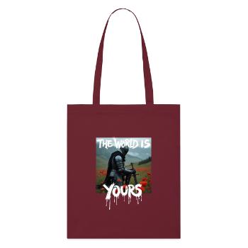 THE WORLD IS YOURS x FALLEN KNIGHT - Stanley/Stella Bio-Stoffbeutel - Burgunderrot - Vorne