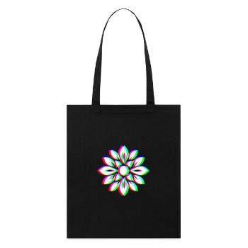 EDM Trikolor - Floral Mandala - Glitch Rave style - Stanley/Stella Bio-Stoffbeutel - Schwarz - Vorne