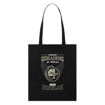 Geocaching Leben sinnlos - Geschenk - Stanley/Stella Bio-Stoffbeutel - Schwarz - Vorne