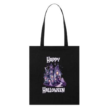 Halloween – Happy Halloween gruseliges Geisterhaus - Stanley/Stella Bio-Stoffbeutel - Schwarz - Vorne