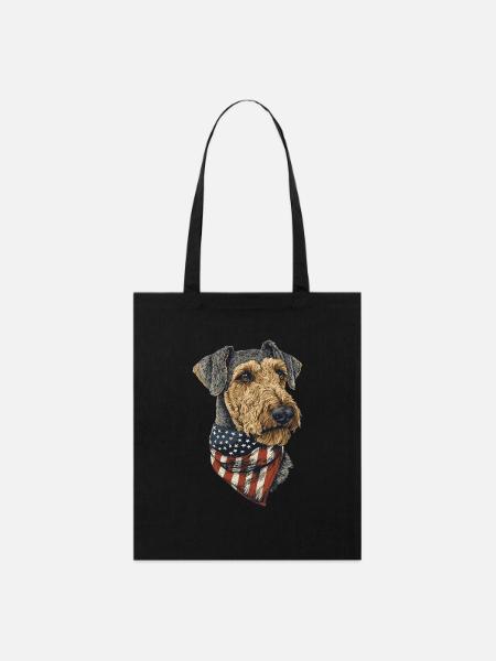 Airedale Terrier - Stanley/Stella Bio-Stoffbeutel - Schwarz