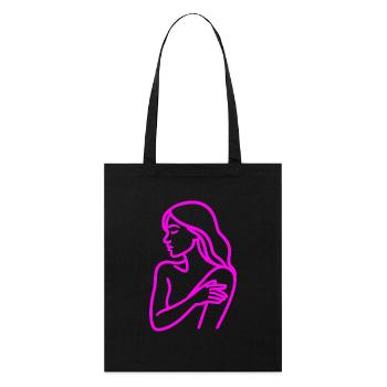 Line Art Woman Profile – Minimalist - Stanley/Stella Organic Tote Bag - black - Front