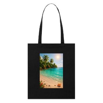 Plage de rêve et ambiance de vacances - Tote bag bio Stanley/Stella - noir - Devant