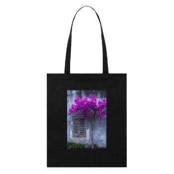 Lebendige Blüte vor rustikaler Wand - Stanley/Stella Bio-Stoffbeutel - Schwarz - Vorne