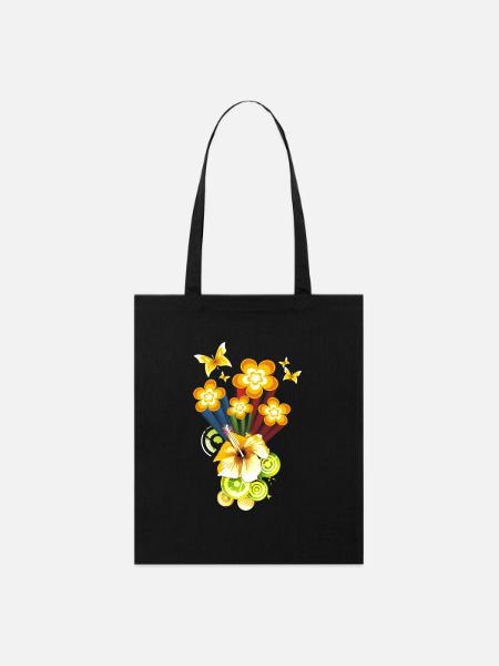 Flower Power - Stanley/Stella Bio-Stoffbeutel - Schwarz