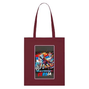 Serbien Wolf Nationalflaggen Design - Stanley/Stella Bio-Stoffbeutel - Burgunderrot - Vorne