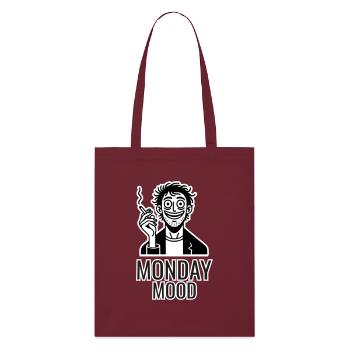 Homme caféiné fumant une cigarette - Monday Mood - Tote bag bio Stanley/Stella - bordeaux - Devant