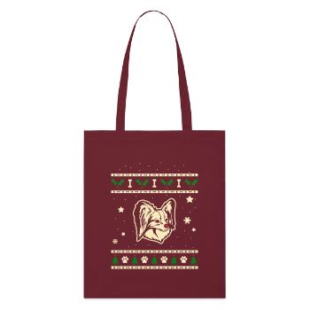 Papillon Weihnachtsgeschenk - Stanley/Stella Bio-Stoffbeutel - Burgunderrot - Vorne