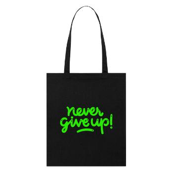 Never Give Up - Stanley/Stella Bio-Stoffbeutel - Schwarz - Vorne