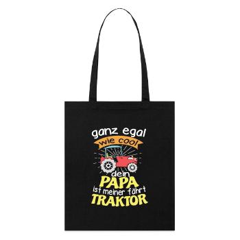Traktor Shirt für Kinder egal wie cool dein Papa - Stanley/Stella Bio-Stoffbeutel - Schwarz - Vorne
