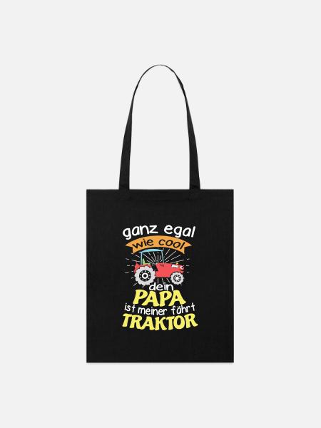 Traktor Shirt für Kinder egal wie cool dein Papa - Stanley/Stella Bio-Stoffbeutel - Schwarz