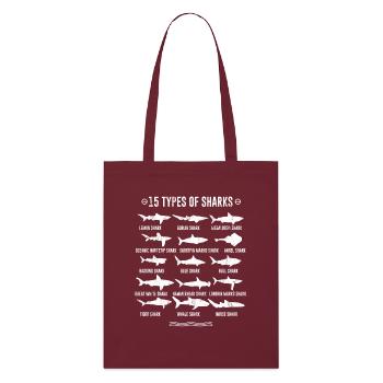 Sharks - 15 types of sharks - Stanley/Stella Organic Tote Bag - burgundy - Front