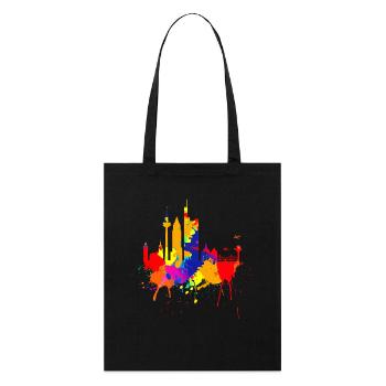 Frankfurt Skyline Bunte Farben Malerei Kunst Liebe - Stanley/Stella Bio-Stoffbeutel - Schwarz - Vorne