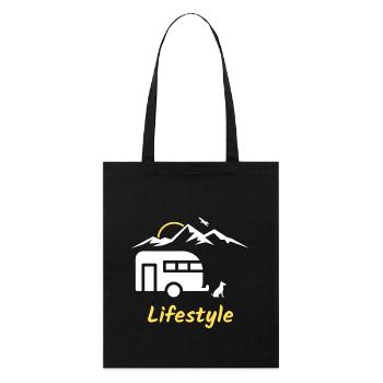 Lifestyle Camping Wohnwagen Hund Berge Geschenk - Stanley/Stella Bio-Stoffbeutel - Schwarz - Vorne