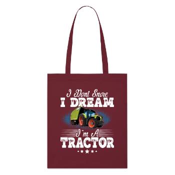 Tractor snoring funny saying - Stanley/Stella Organic Tote Bag - burgundy - Front