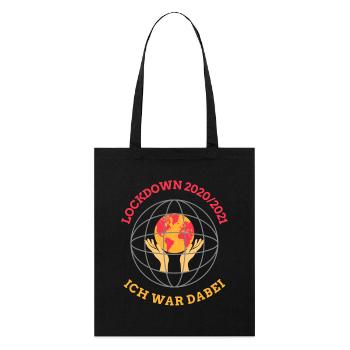 Confinement 2020/21 – Globe et mains - Tote bag bio Stanley/Stella - noir - Devant