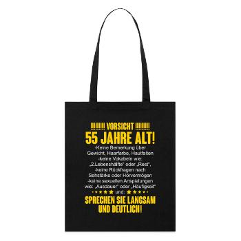 55. Geburtstag - Stanley/Stella Bio-Stoffbeutel - Schwarz - Vorne